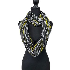 Calvin Klein Women's Infinity Scarf Black White Yellow Geometric‎ Print